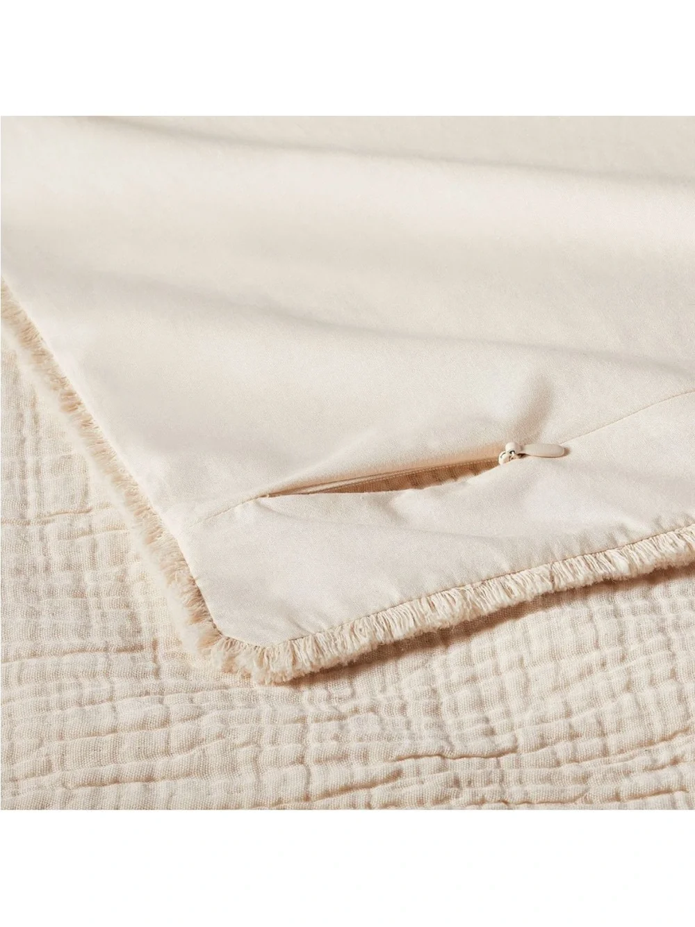 NWT King/ California King Textured Chambray Comforter & Sham Set Natural - Casal